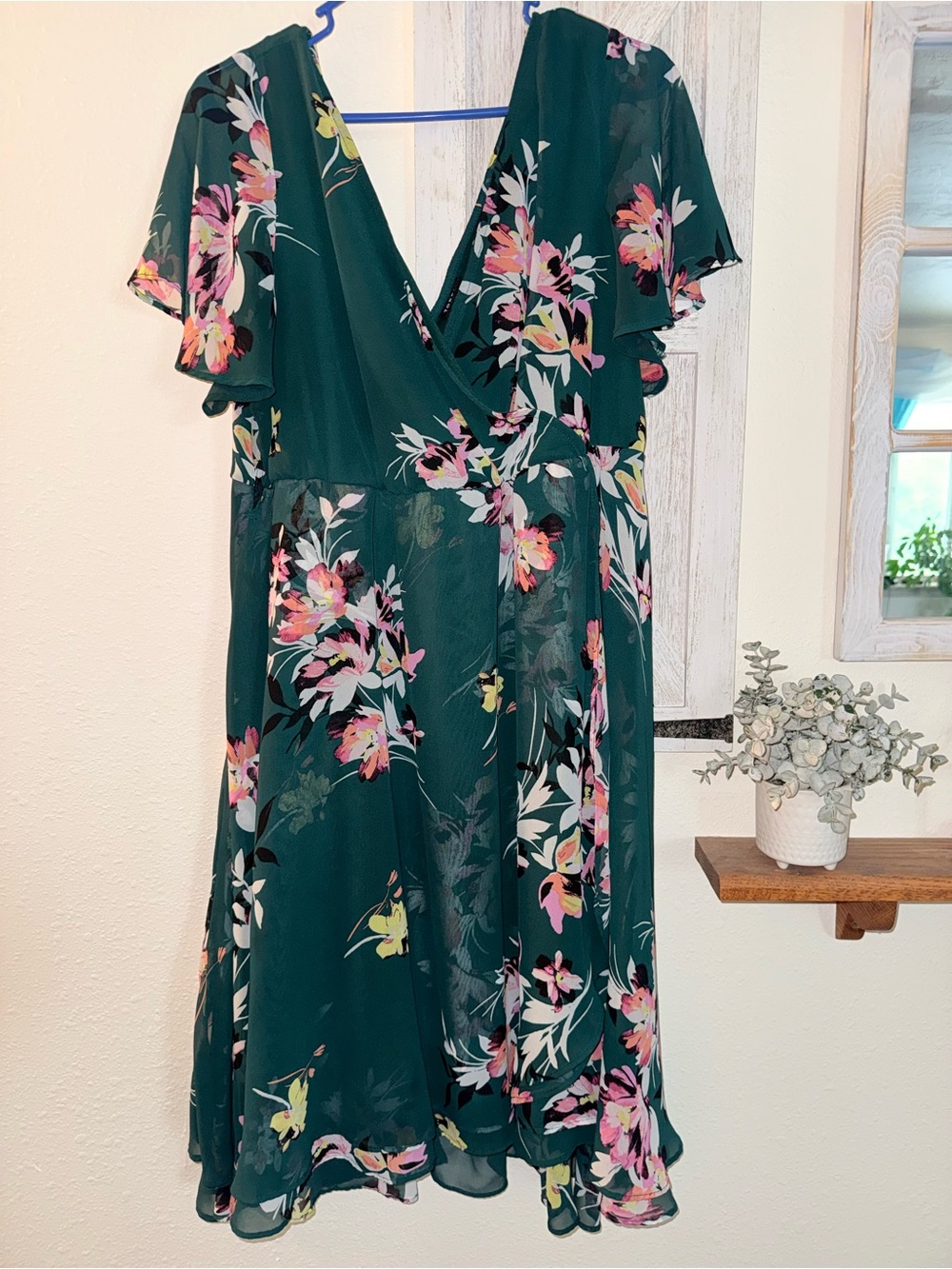 torrid green Floral faux Wrap Midi Dress